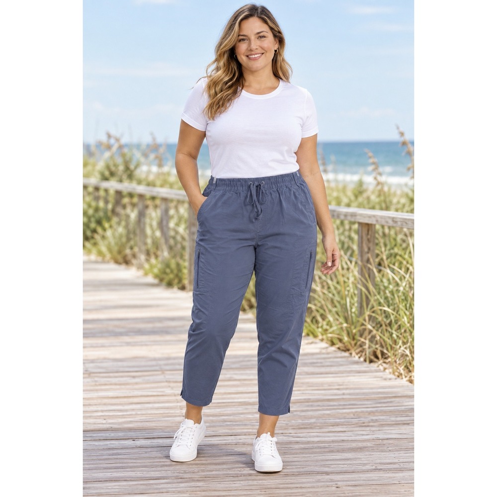 Ocean + Coast Women 12 Navy Pull On Cargo Pants Gorpcore Travel Coastal
